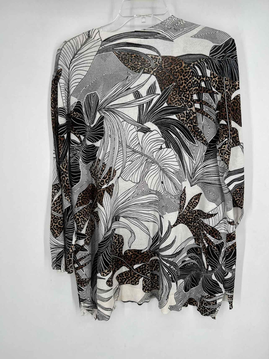 Chicos Size 3/XL White & Black Print Cardigan