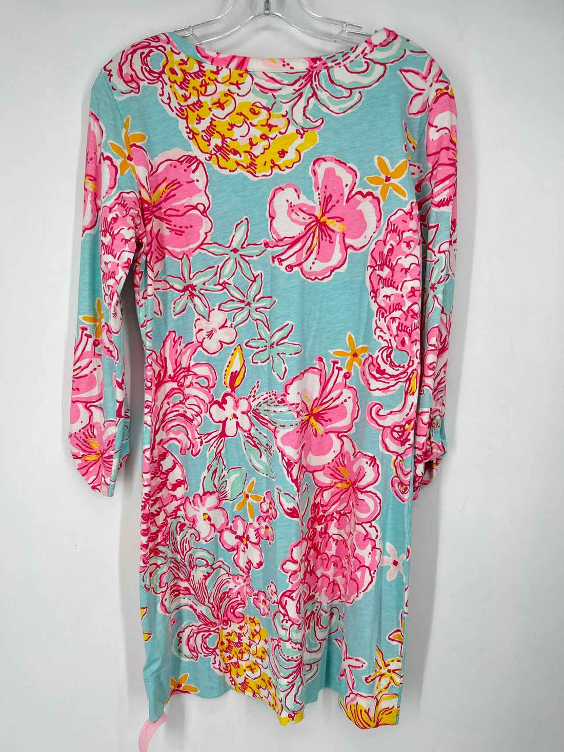 Lilly Pulitzer M Light Blue & Pink Floral Long Sleeve Lilly Pulitzer Dress