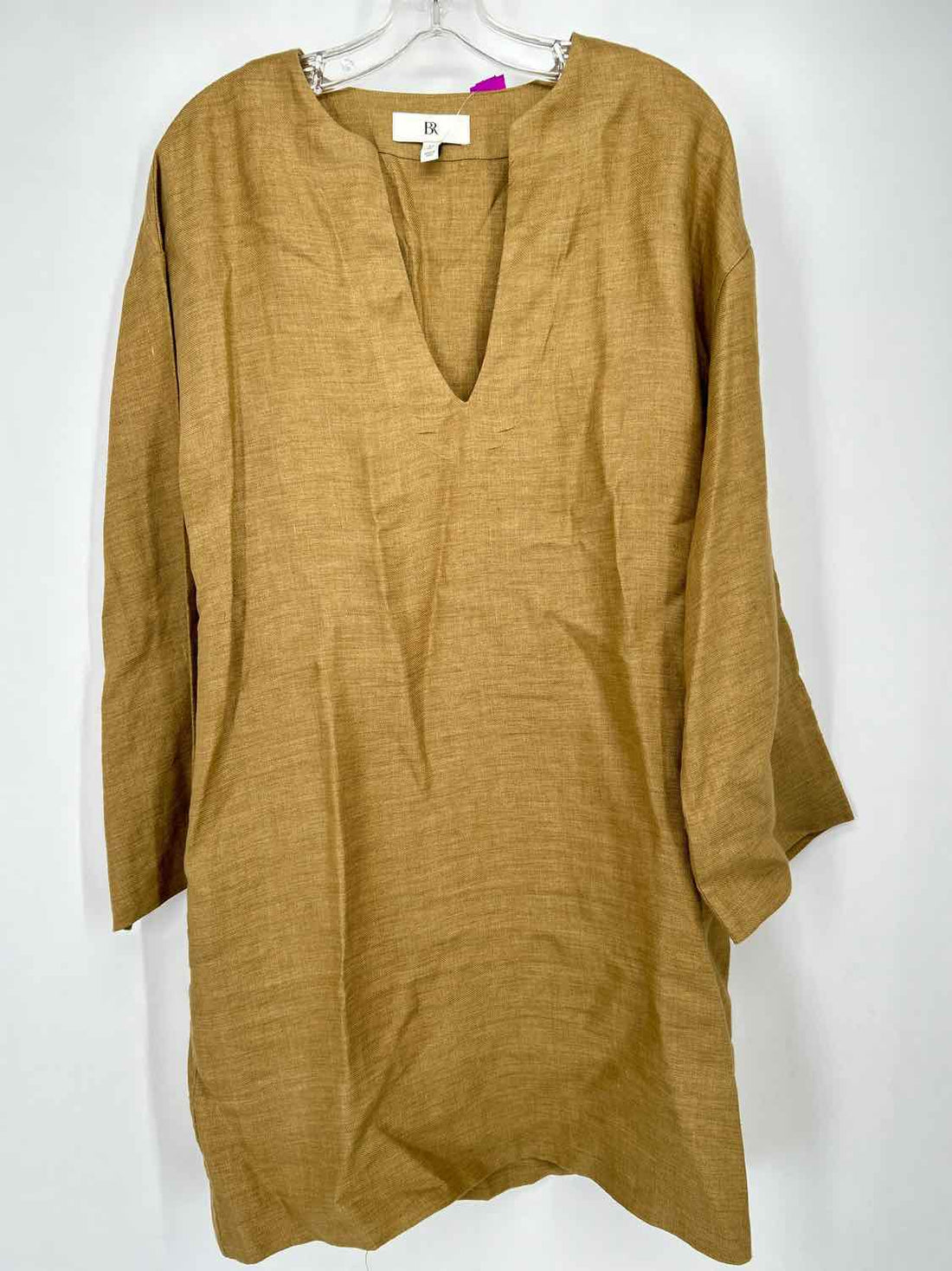 Banana Republic Size MT Tan Linen Long Sleeve Dress