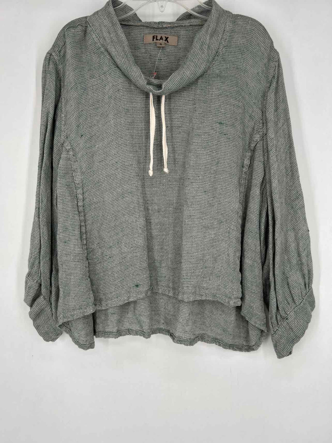 Flax Size S Green & White Linen Long Sleeve