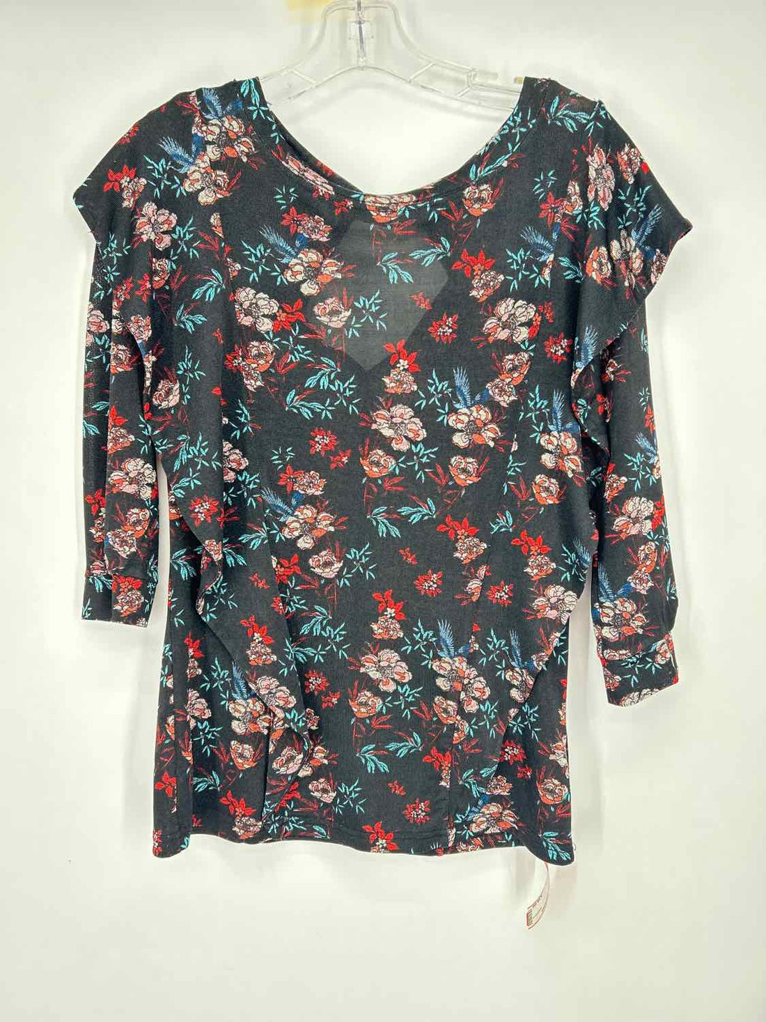 Free People Size S Black Floral Long Sleeve
