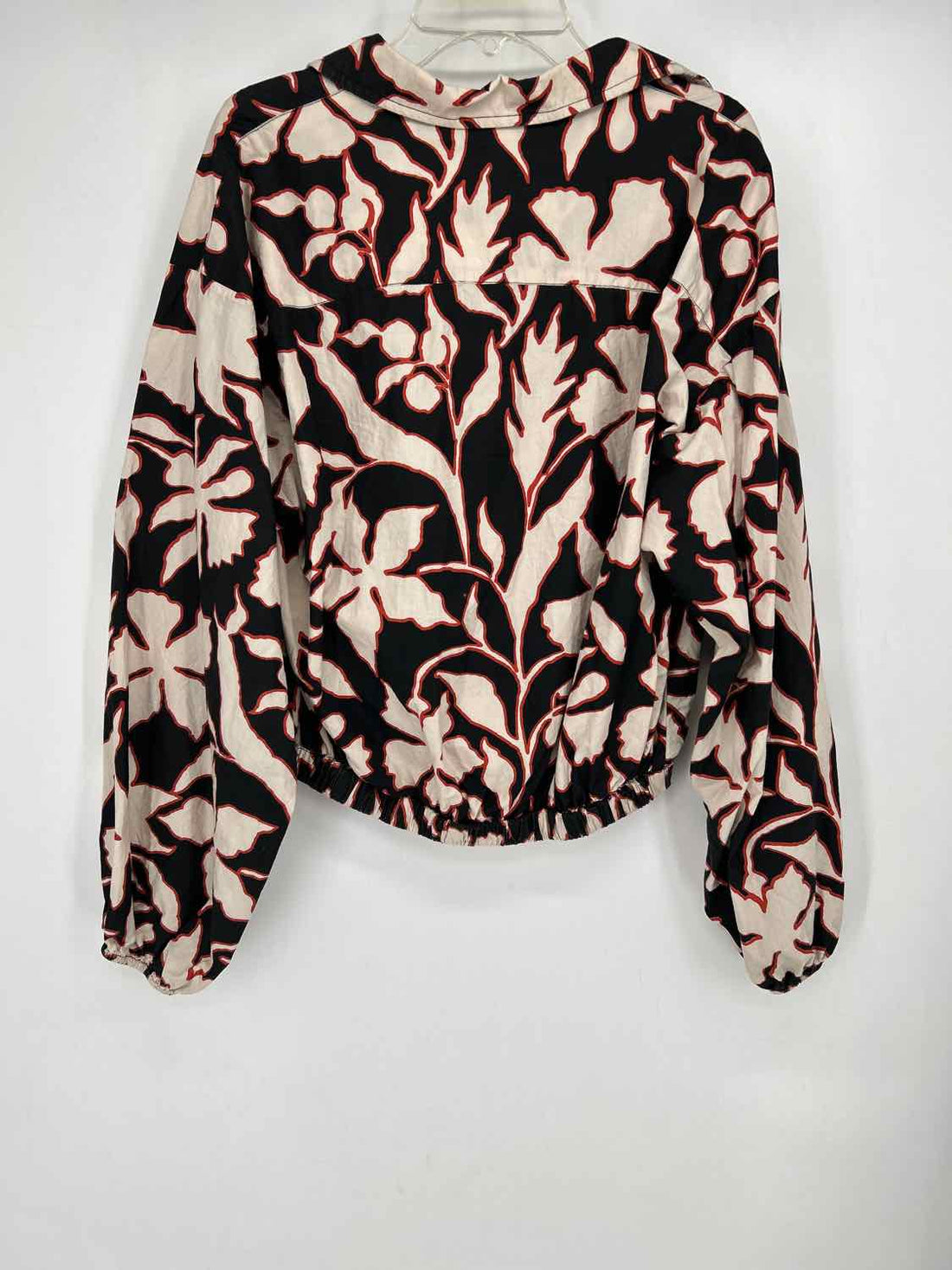 Omika Size S Beige & Black Print Long Sleeve