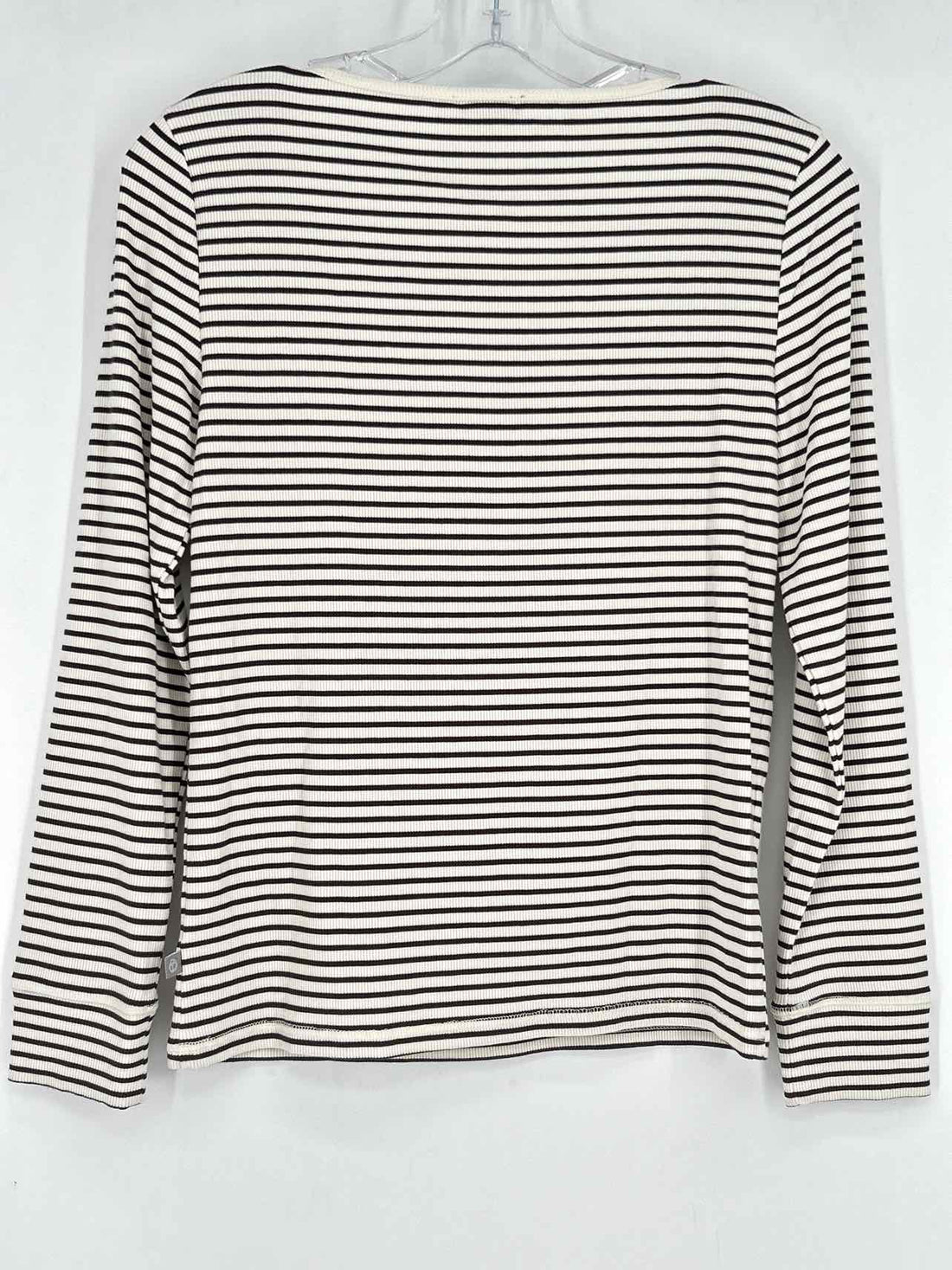 T By Talbots Size MP White & Brown Striped Long Sleeve