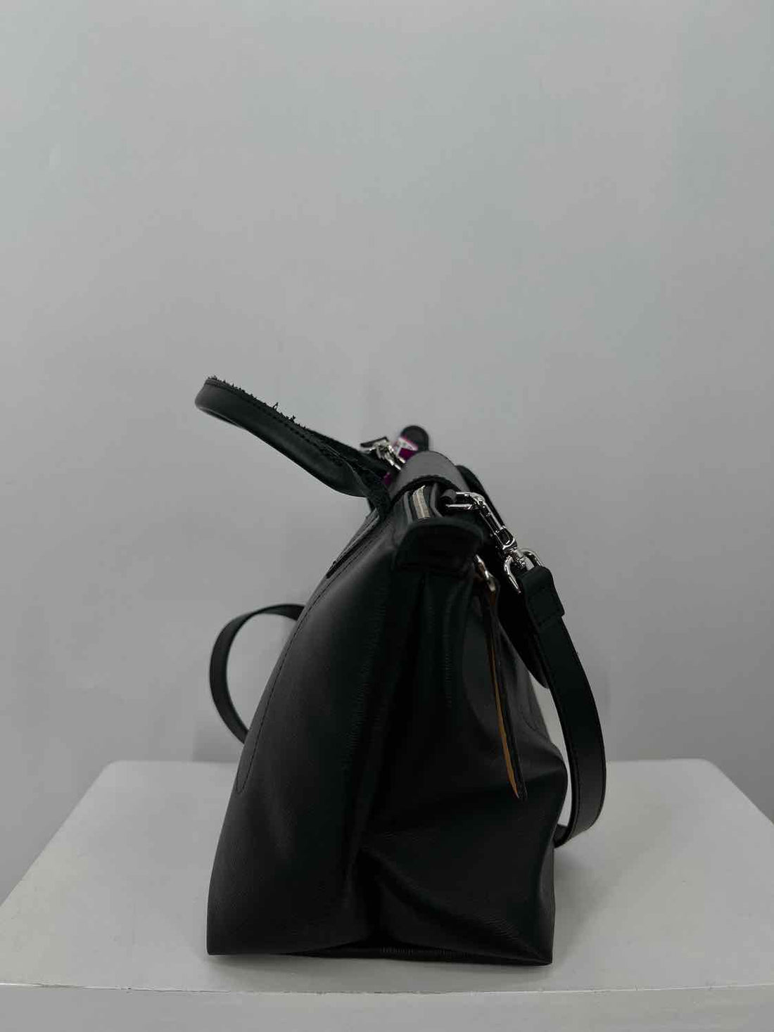 LongChamp Black Coated Canvas Satchel