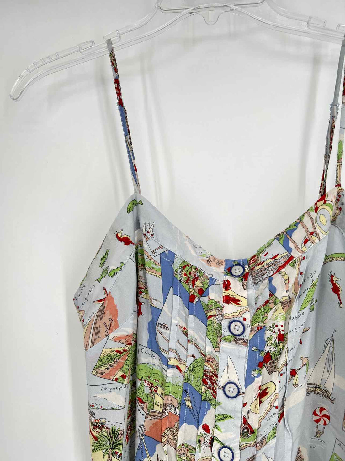 Maeve Size 14 Light Blue Print Silk Tank Top