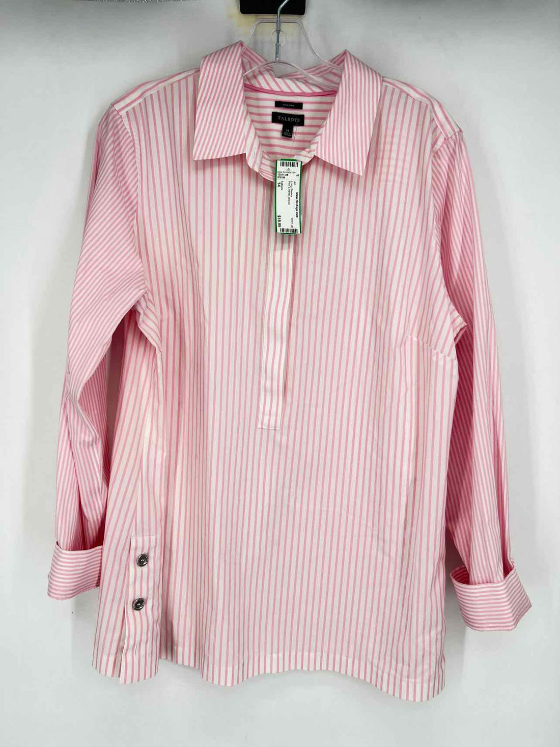 Talbots Size 14 Pink & White Striped Long Sleeve