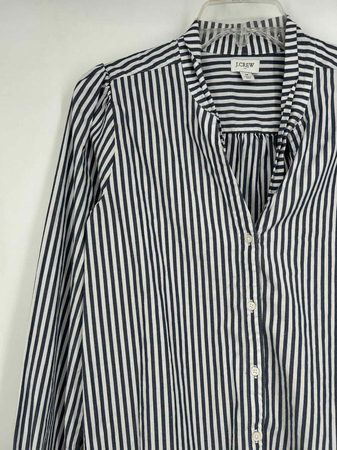 J Crew Size M White & Navy Print Long Sleeve