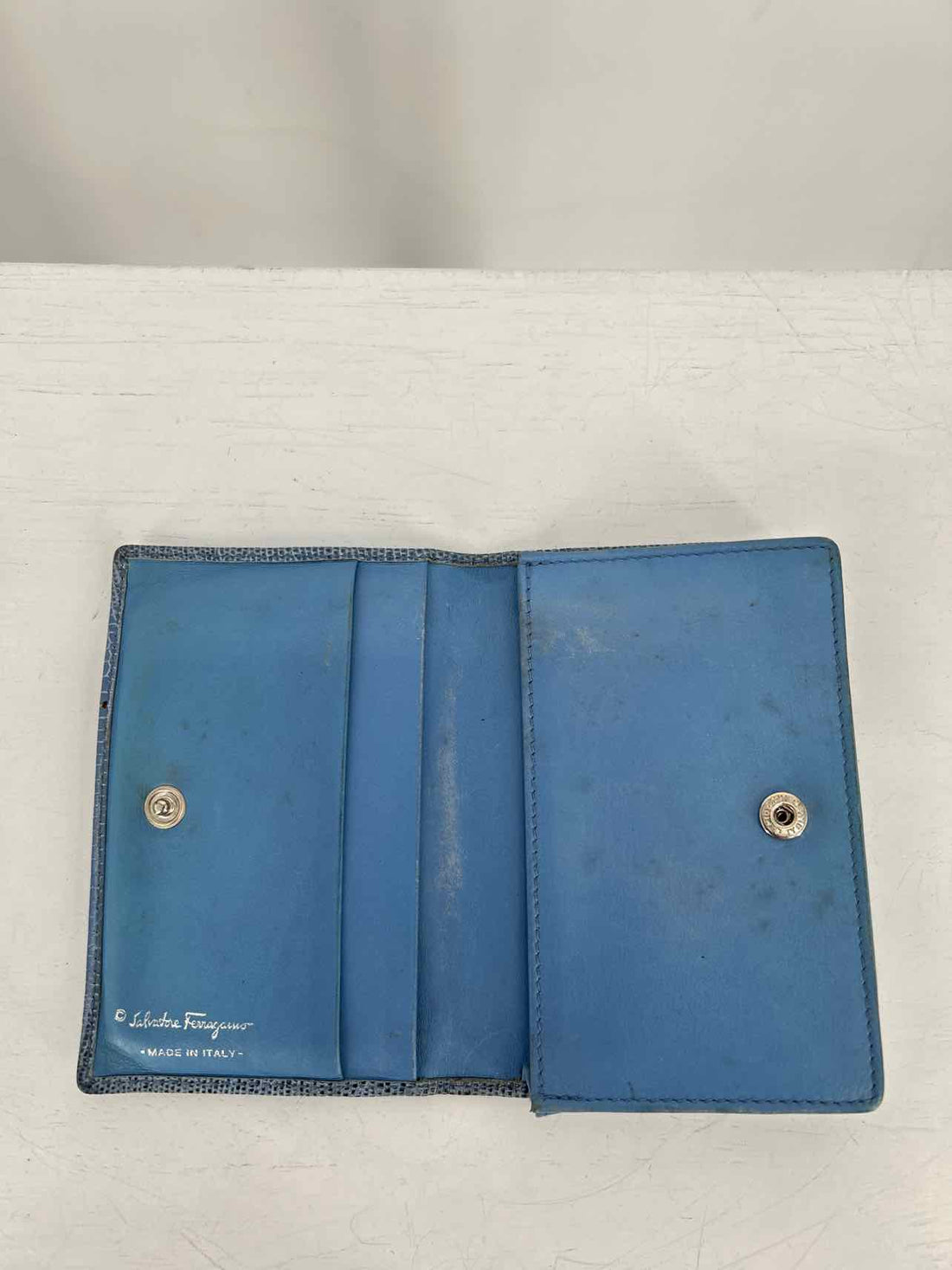 Salvatore Ferragamo VINATGE Y2K 2pc Set Blue Lizard Leather Purse