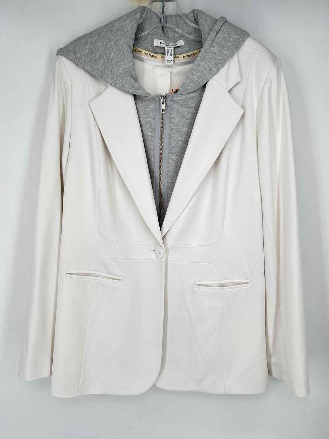 Peace Love World Size 14 White & Light Gray Blazer