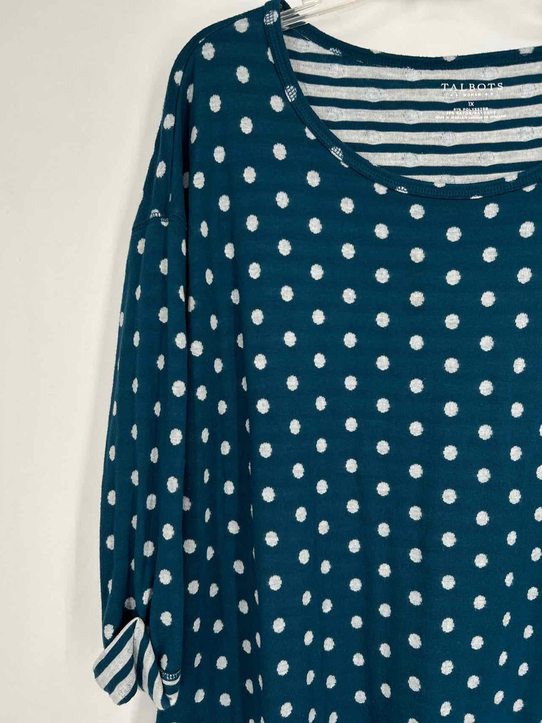 Talbots Size 1X Dark Blue & White Polkadot Sweater
