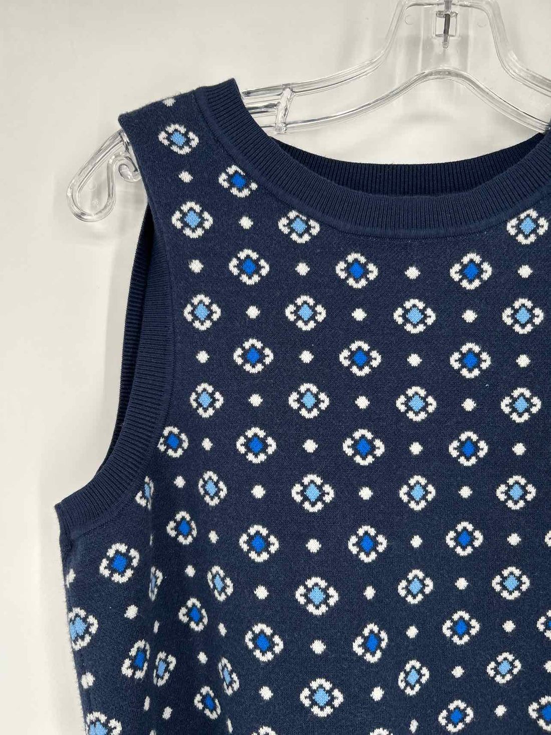 Loft Size M Navy & White Print Sweater Vest