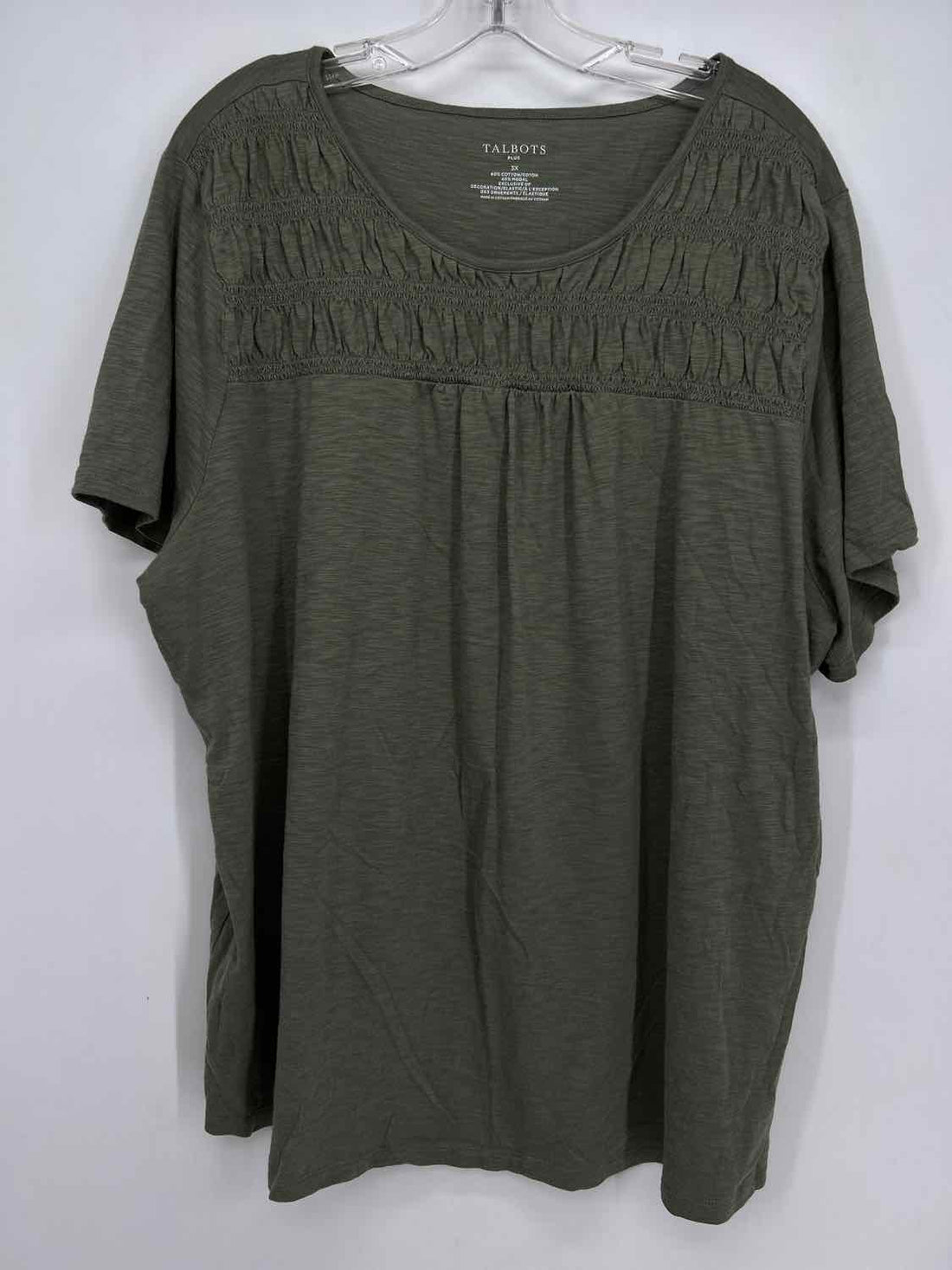Talbots Size 3X Olive Short Sleeve Top/Blouse