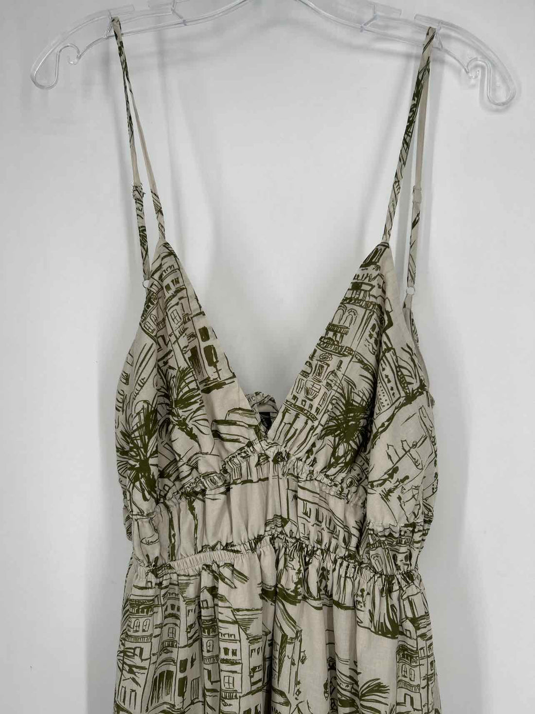 Meet Me In Santorini Size L Beige & Olive Print Maxi