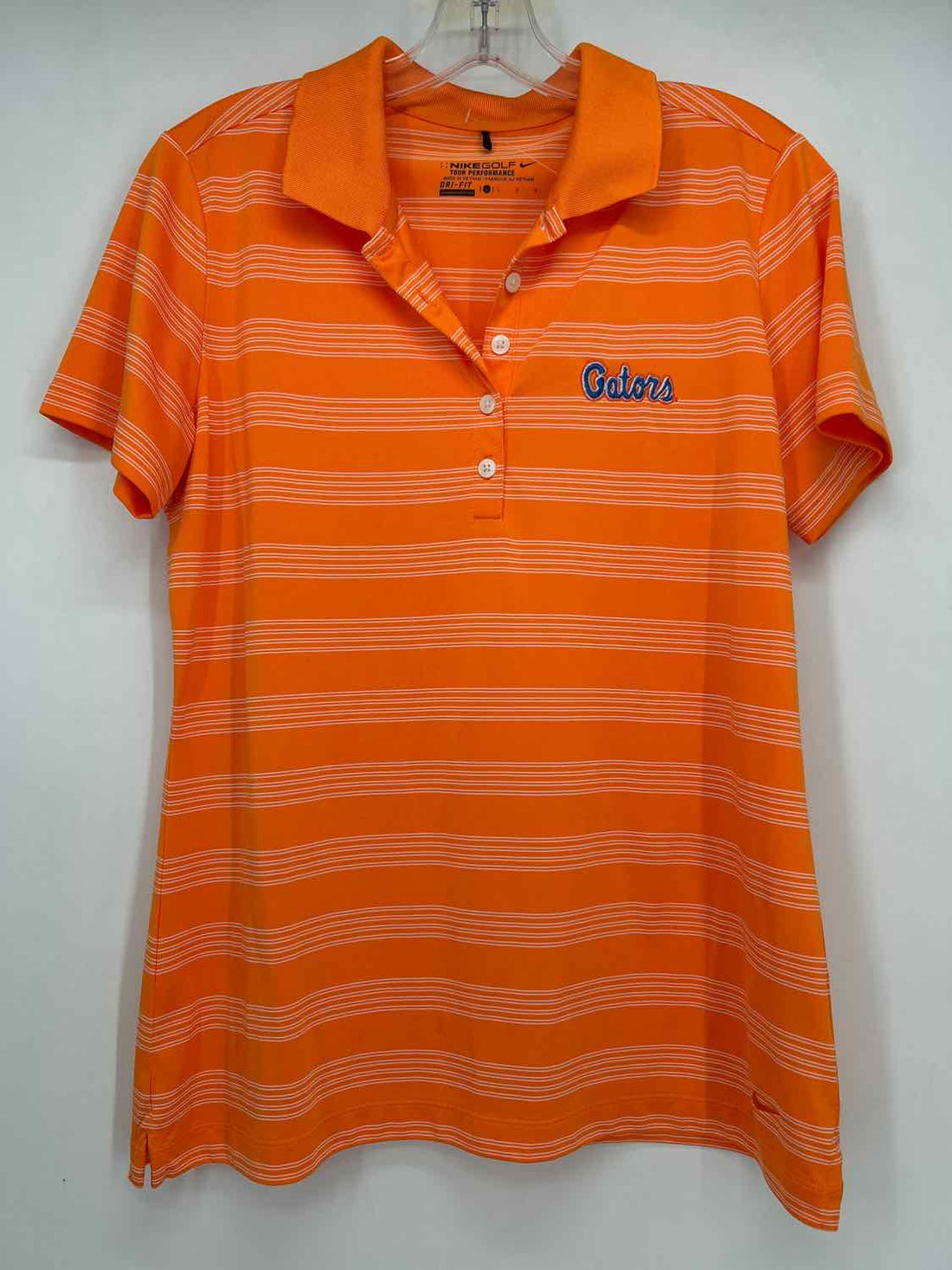 Nike Golf Size L Orange Stripe Active Tops
