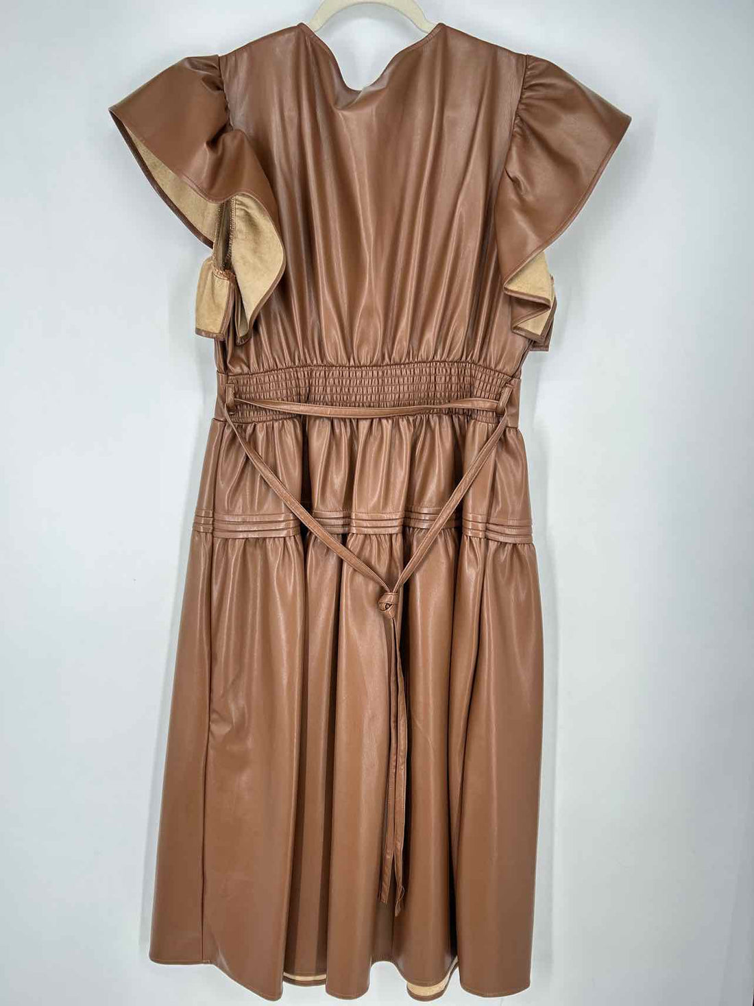 Sincerely Ours L Brown Faux Leather New Boutique Dress