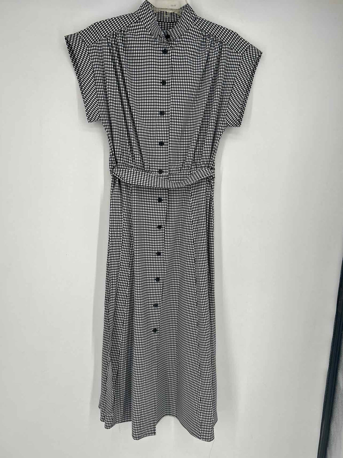 Calvin Klein Size 4 Black & White Checkered Short Sleeve Dress