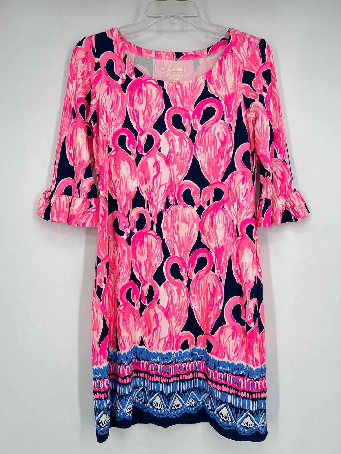 Lilly Pulitzer XS Navy & Hot Pink Print Long Sleeve Lilly Pulitzer Dress