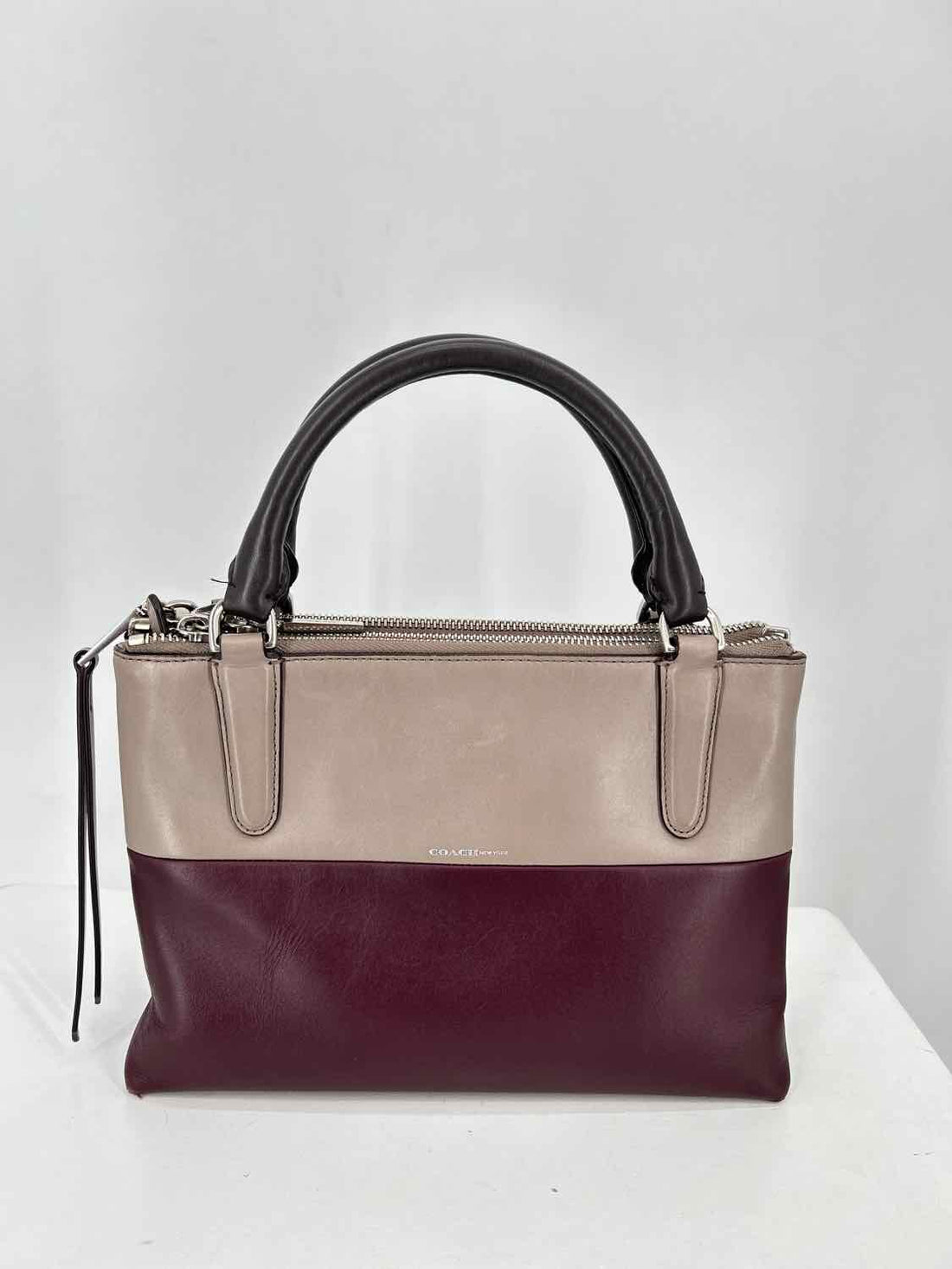 Coach Mini Borough Bag in Oxblood & taupe Leather Clutch