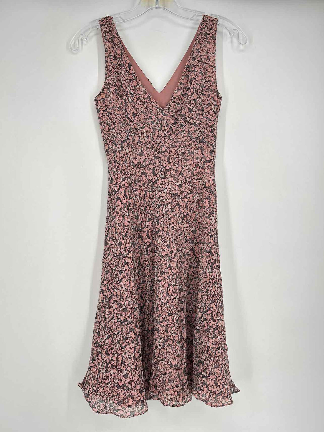 Loft Size 2P Pink Print Silk Vintage Dress