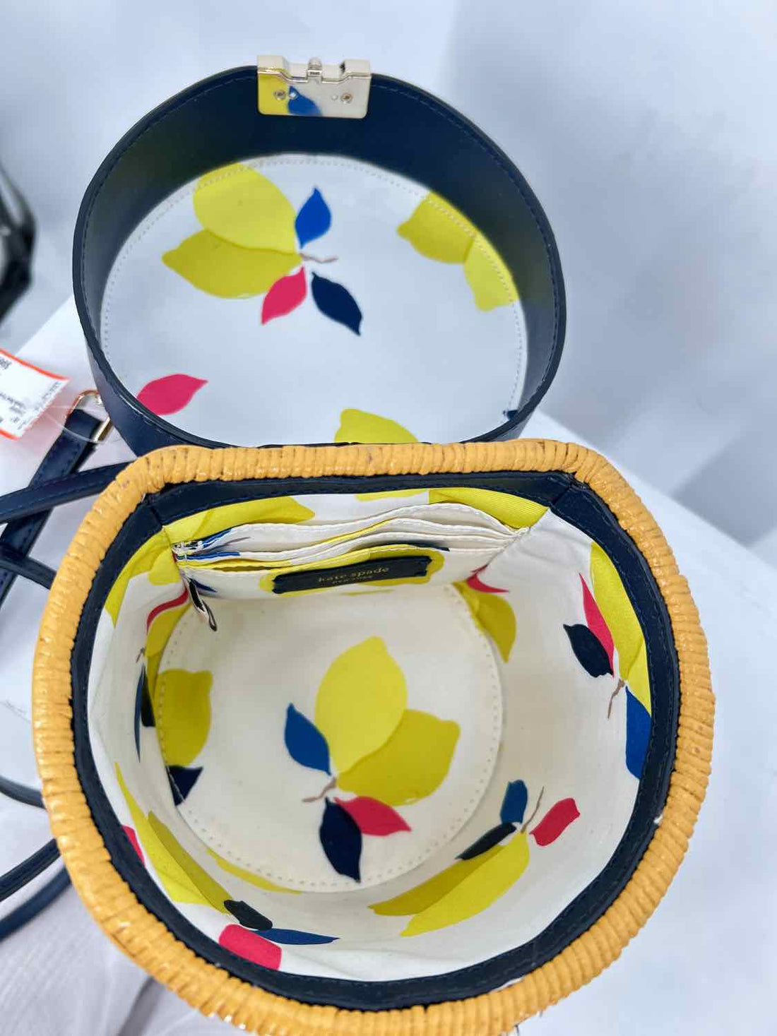 Kate Spade New York Whicker & Navy Like New Crossbody