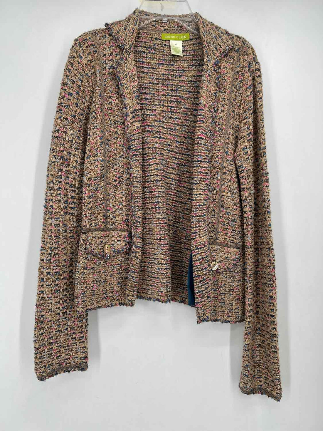 Sigrid Olsen Size XS Tan Blue & Pink Tweed Blazer