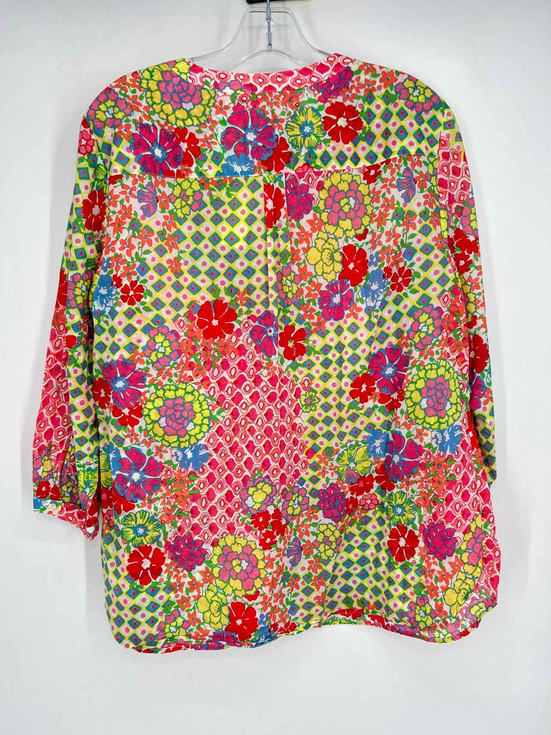 Talbots Size L White Multi Color Floral Long Sleeve