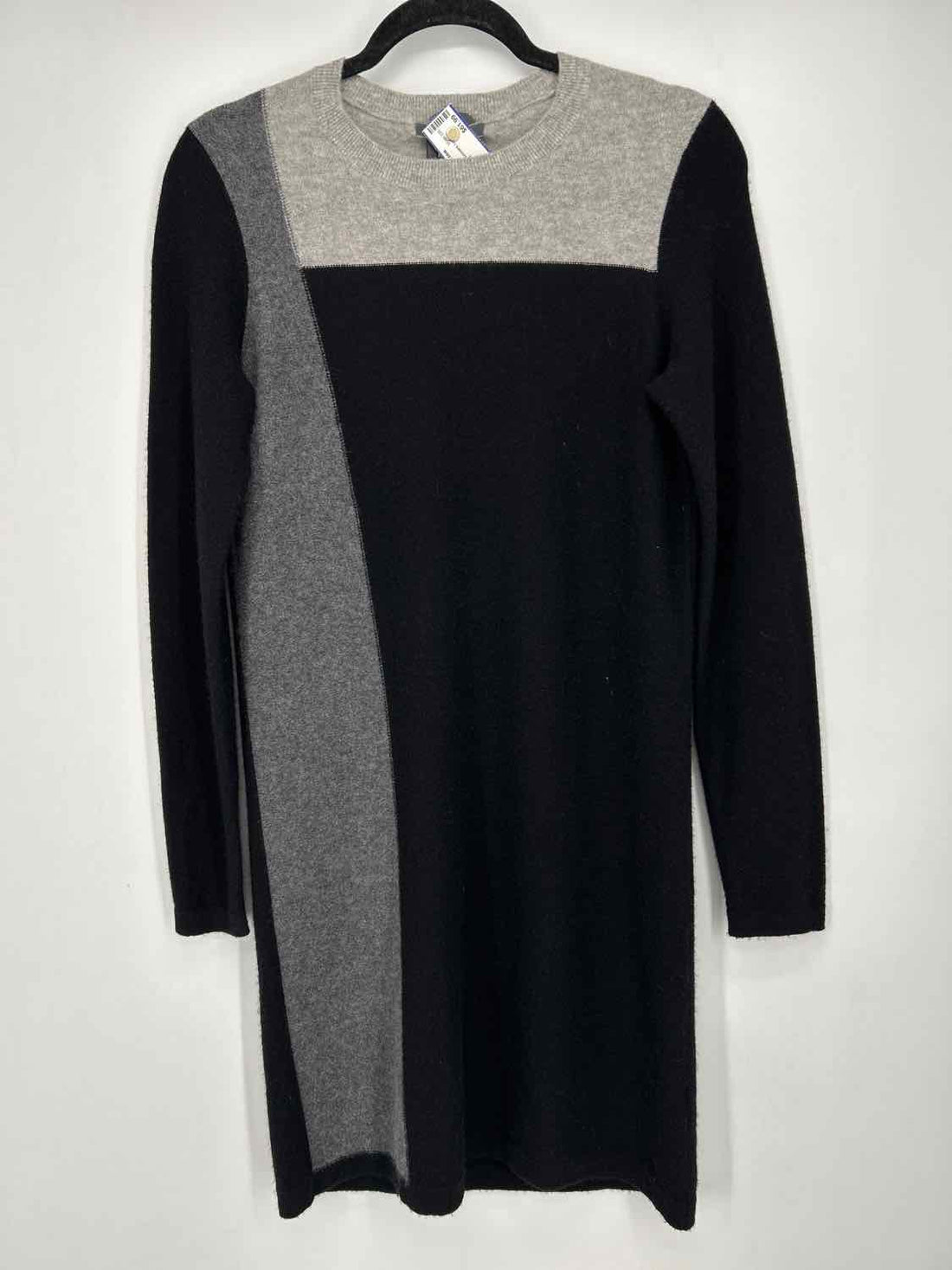 Vince Size XS Black Colorblock Cashmere Long Sleeve Dress