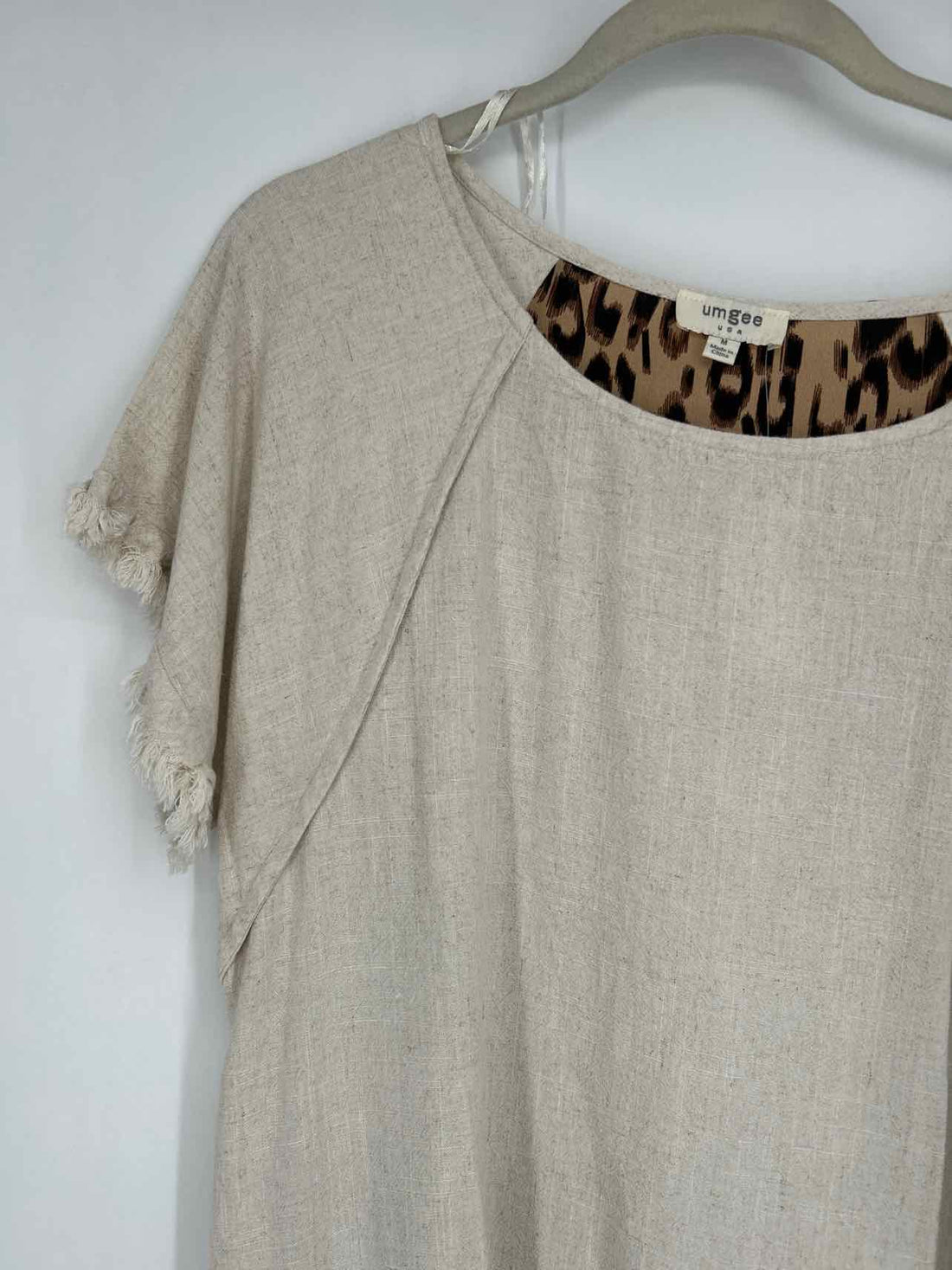 Umgee Size M Canvas & Leopard Short Sleeve Dress