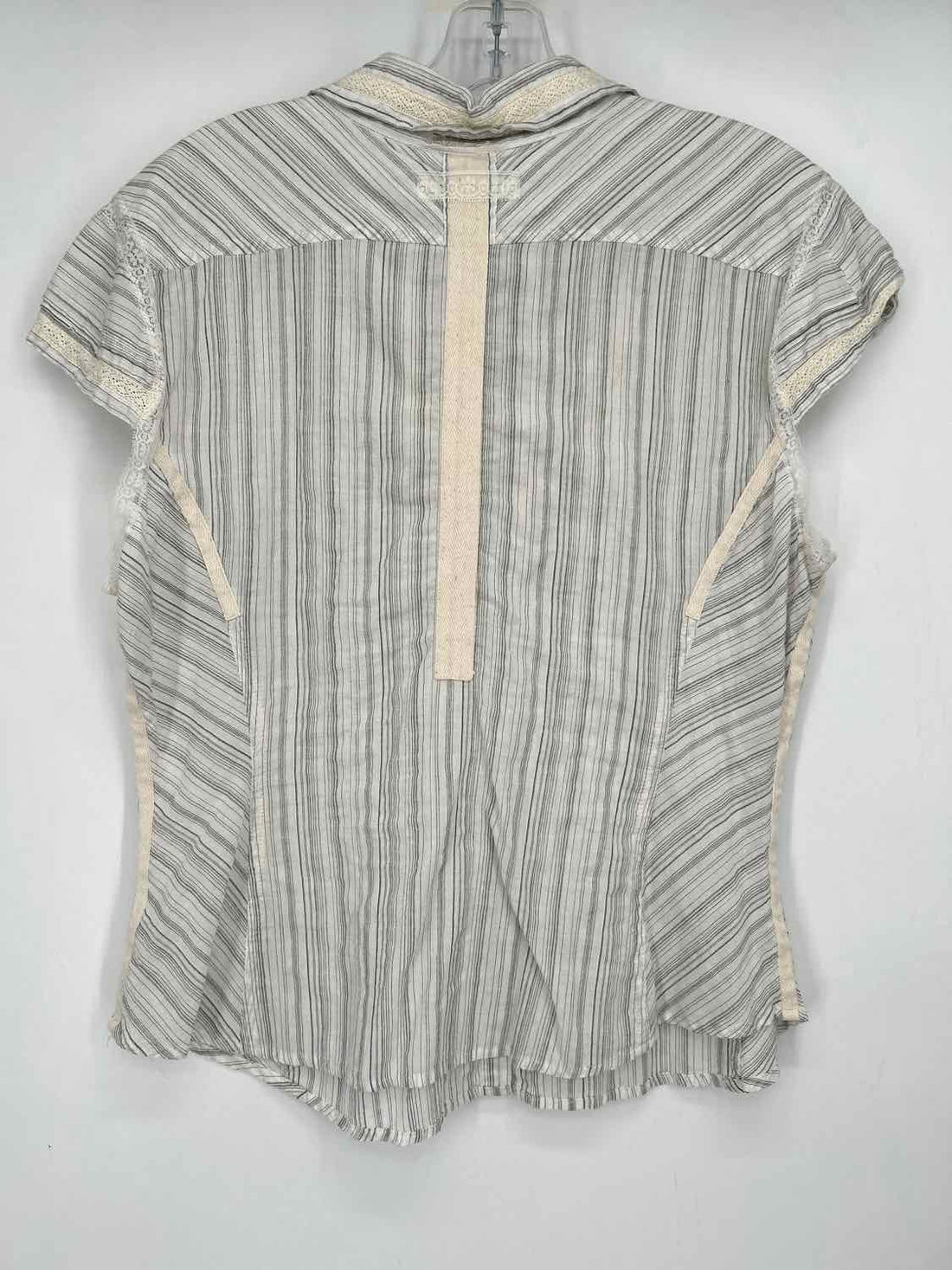 3J Workshop Johnny Was Size XL White Striped Short Sleeve