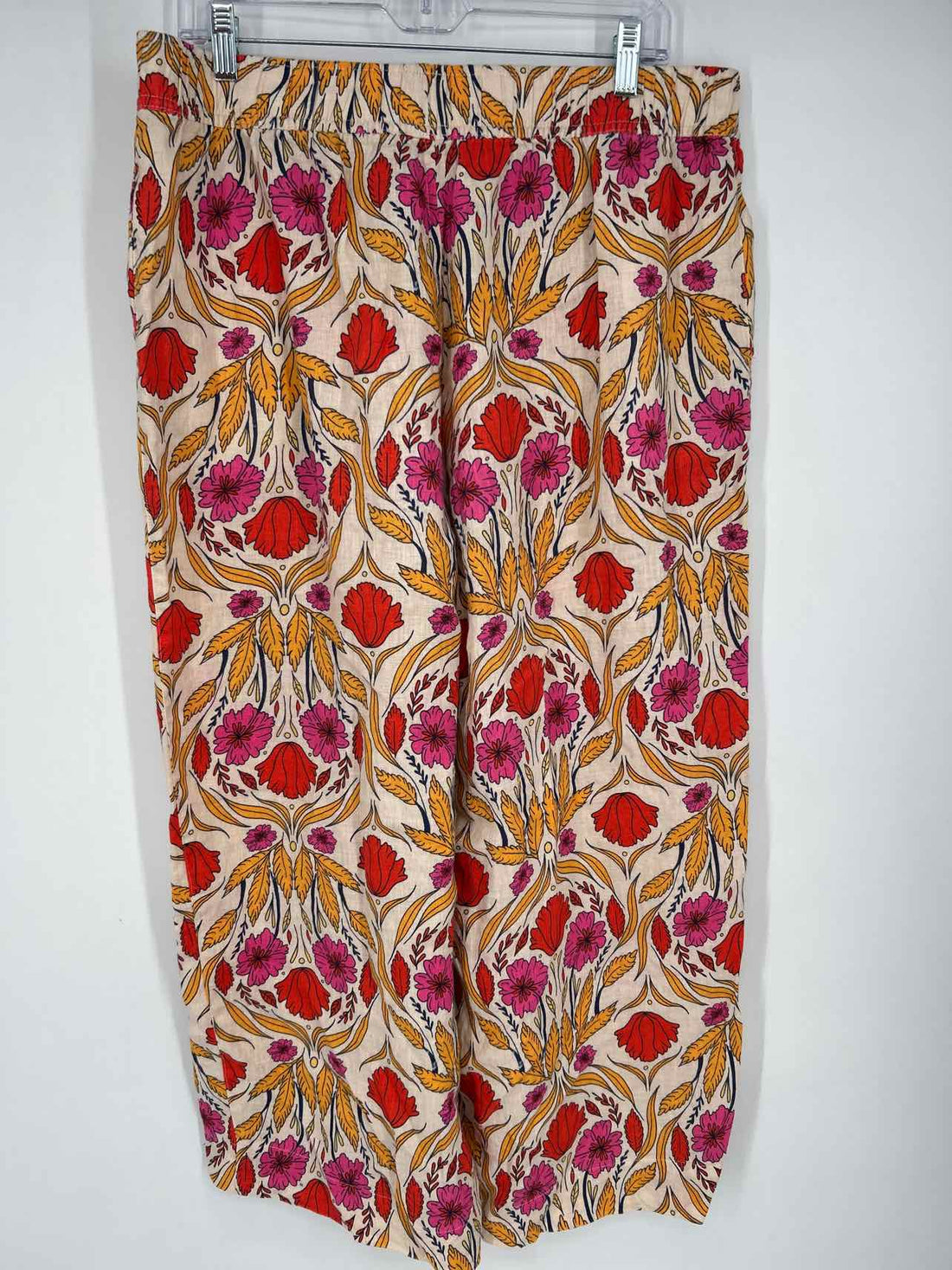Rachel Zoe Size XL Cream Floral Linen Pants