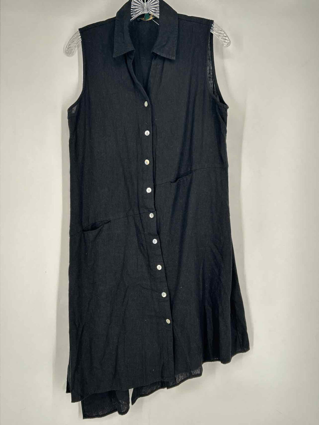 For Cynthia Size S Black Linen/Viscose Sleeveless Dress