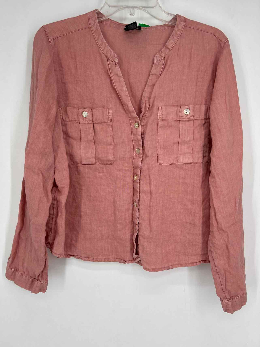 Nicole Miller Size L Dusty Pink Linen Long Sleeve
