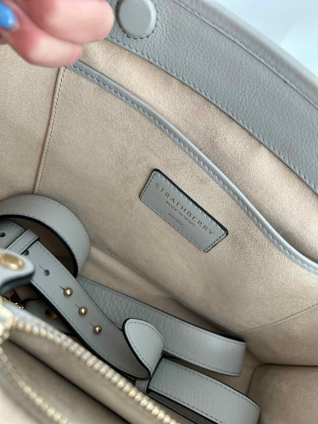 Strathberry Gray Pebbled Leather Clutch