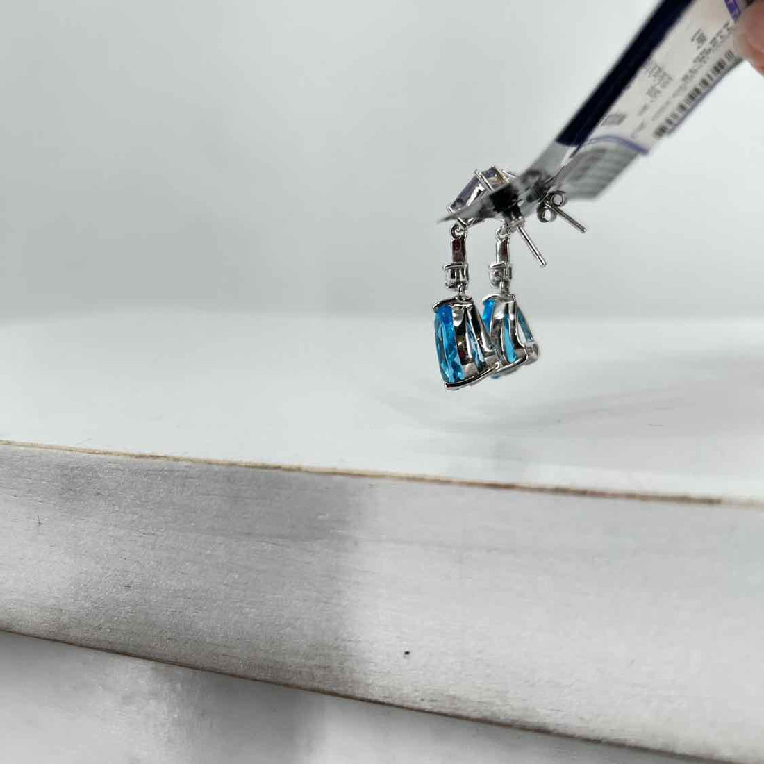 Gems TV 925 Blue Topaz Silver Earrings