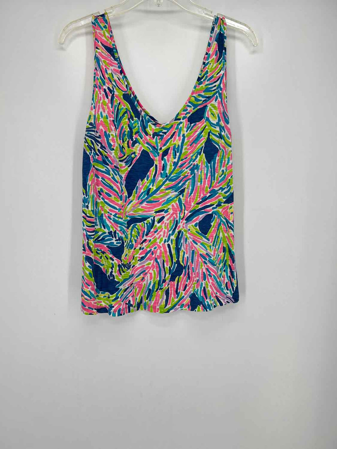 M Blue Pink Lime Green Print Lilly Pulitzer Top