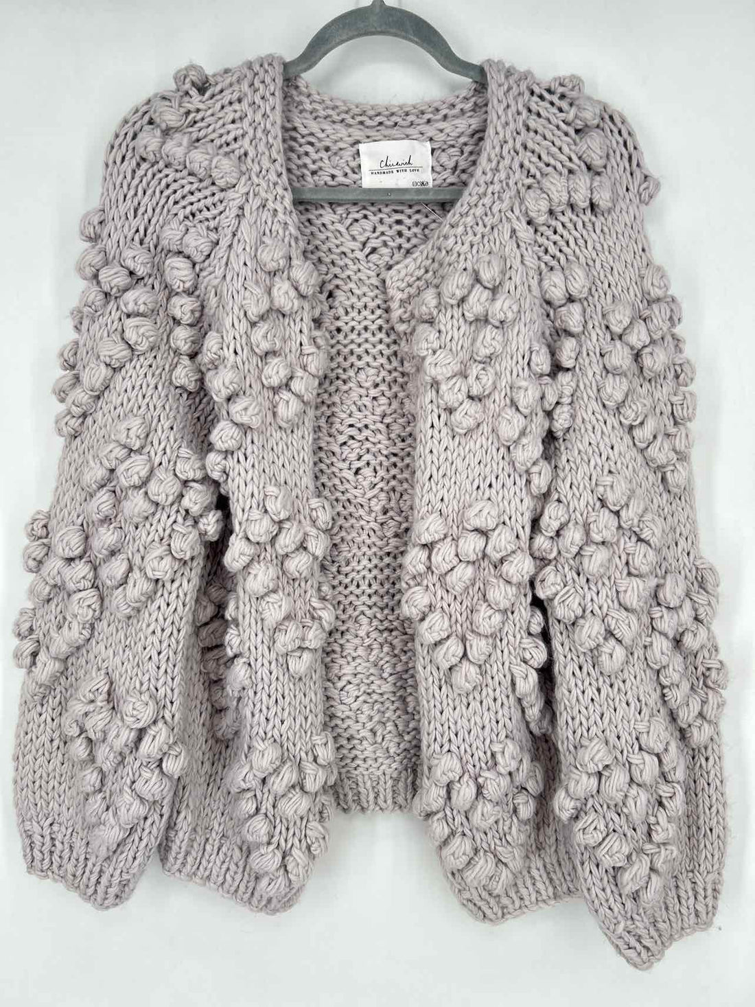 Chic Wish Size One Size Light Gray Wool/Acrylic Cardigan