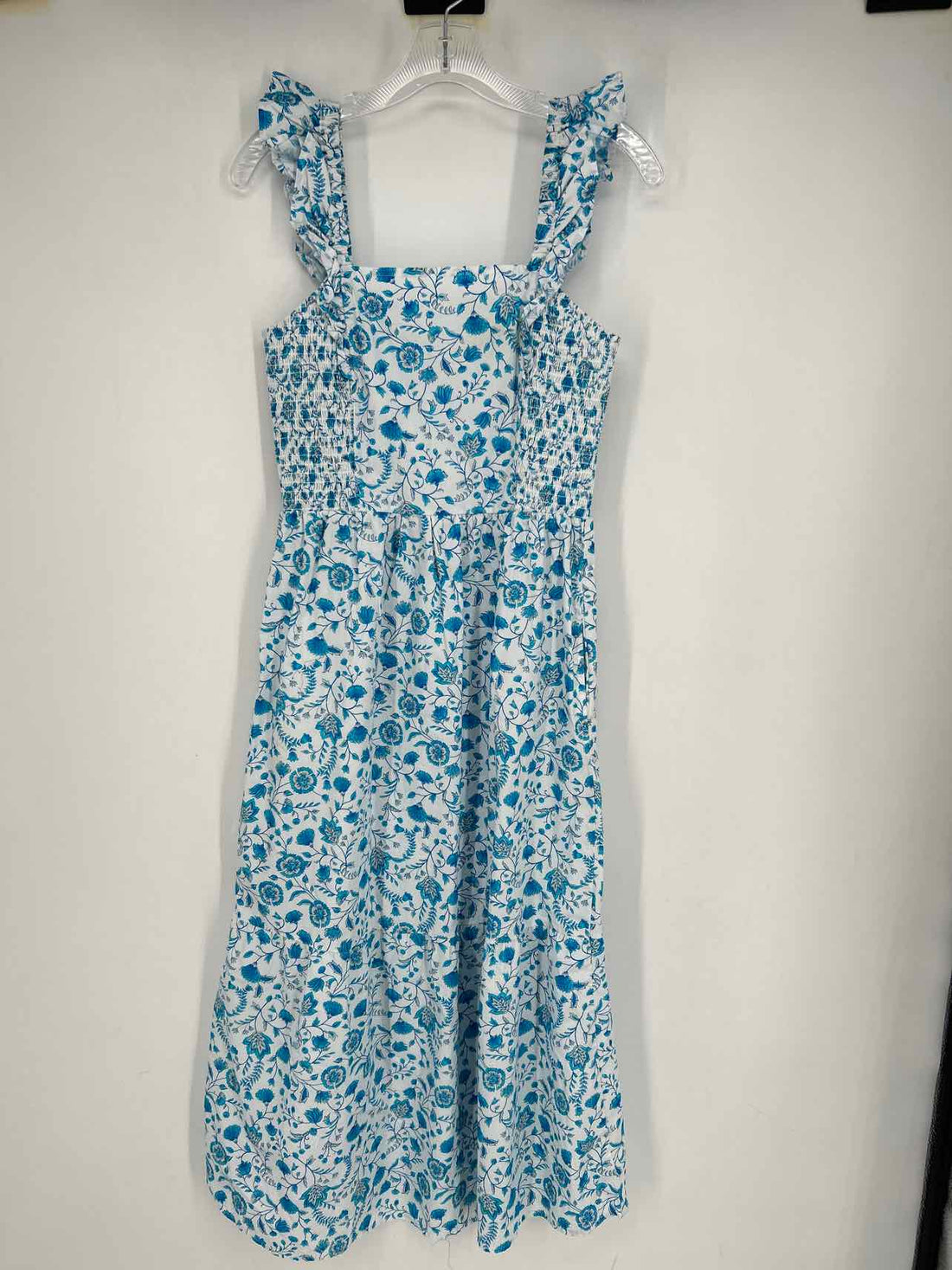 Draper James Size S White & Blue Print Sleeveless Dress