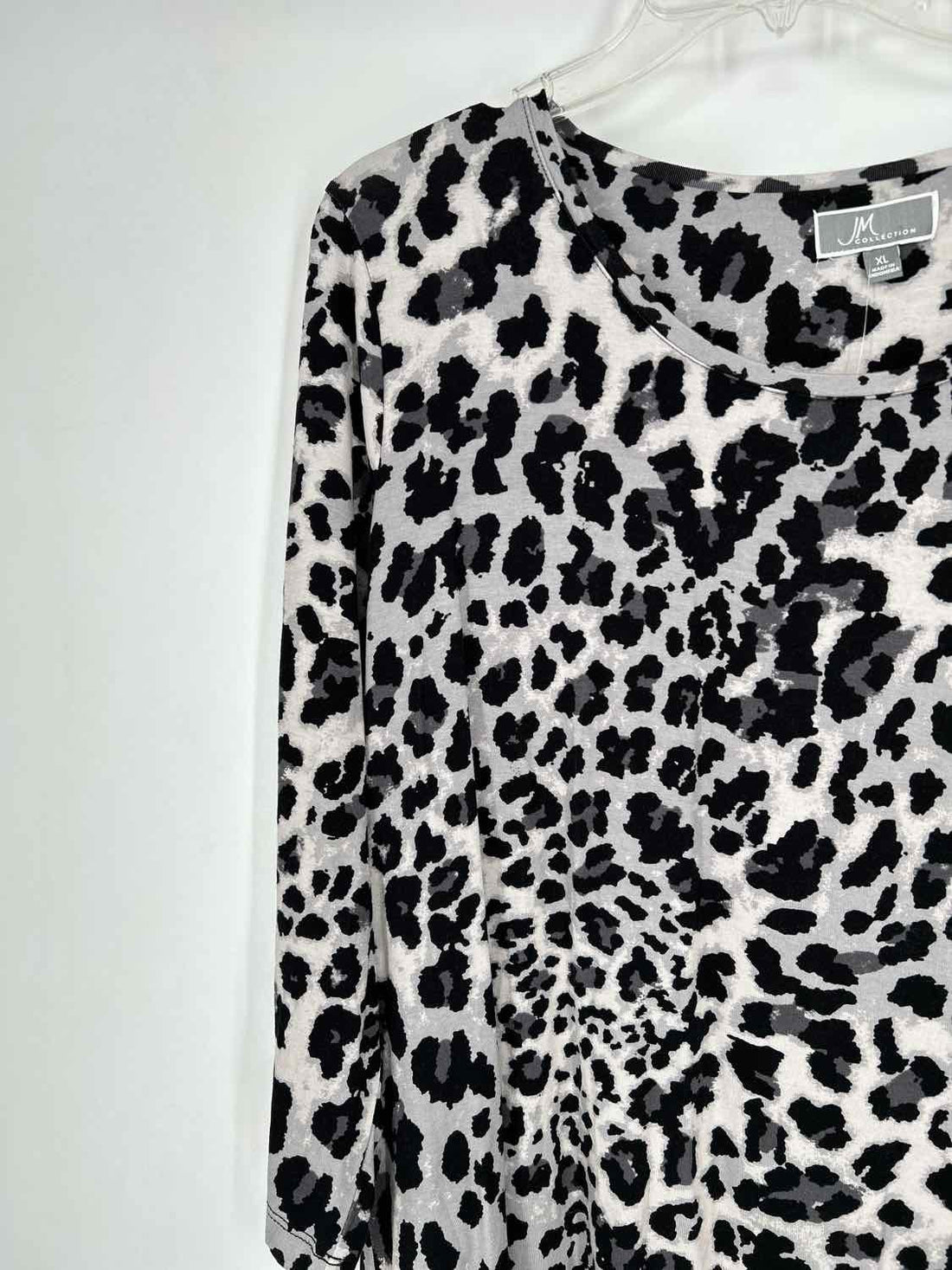 JM Collection Size XL Gray Leopard Long Sleeve