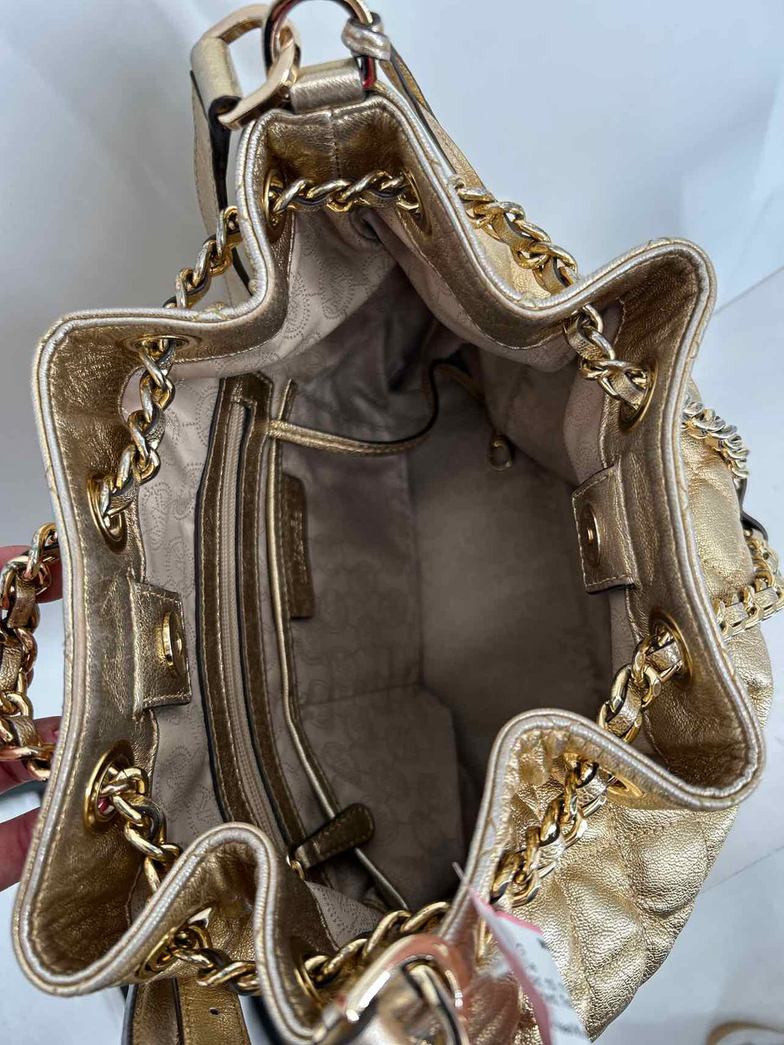 Michael Kors Gold Quilted Leather Pre Owned Tote