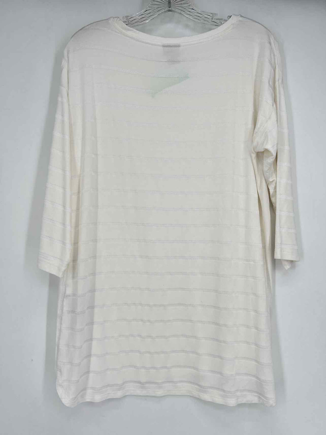 Zenergy by Chicos Size 1P White Striped Long Sleeve