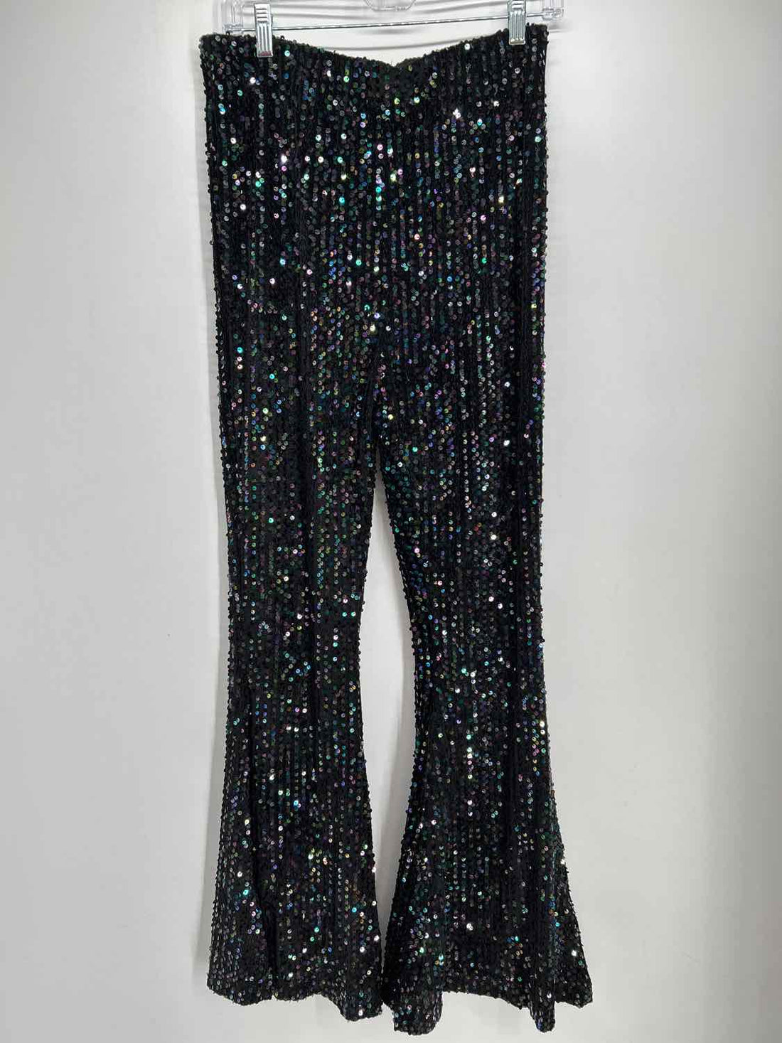 Free People Size M Black Sequin Flare Pants