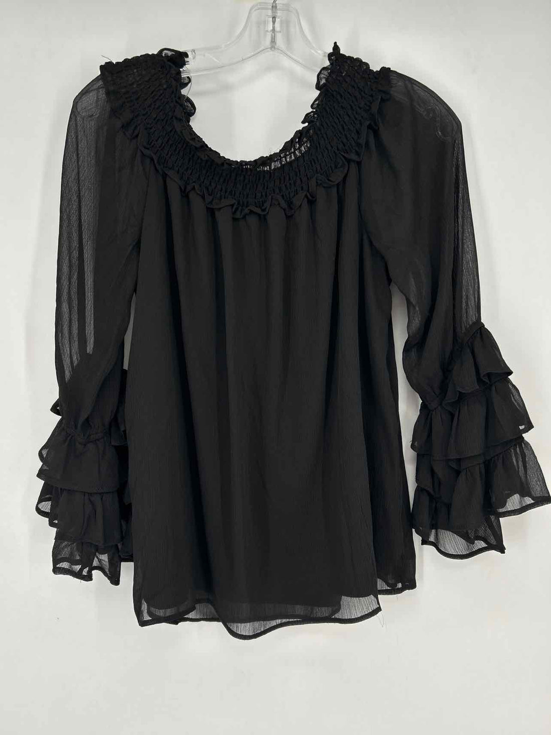 CeCe Size L Black Long Sleeve
