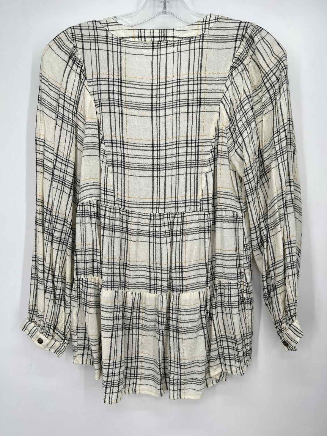 By Anthropologie Size XS White & Black Plaid Long Sleeve