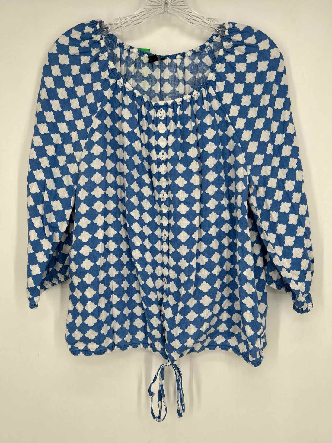 Talbots Size L Blue & White Linen Long Sleeve