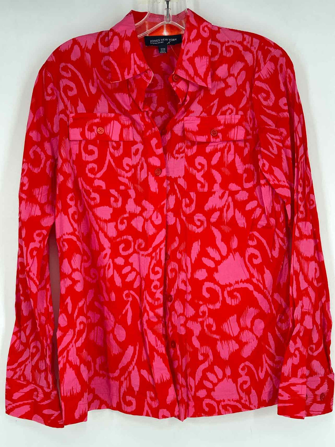 Jones New York Size S Red & Pink Long Sleeve