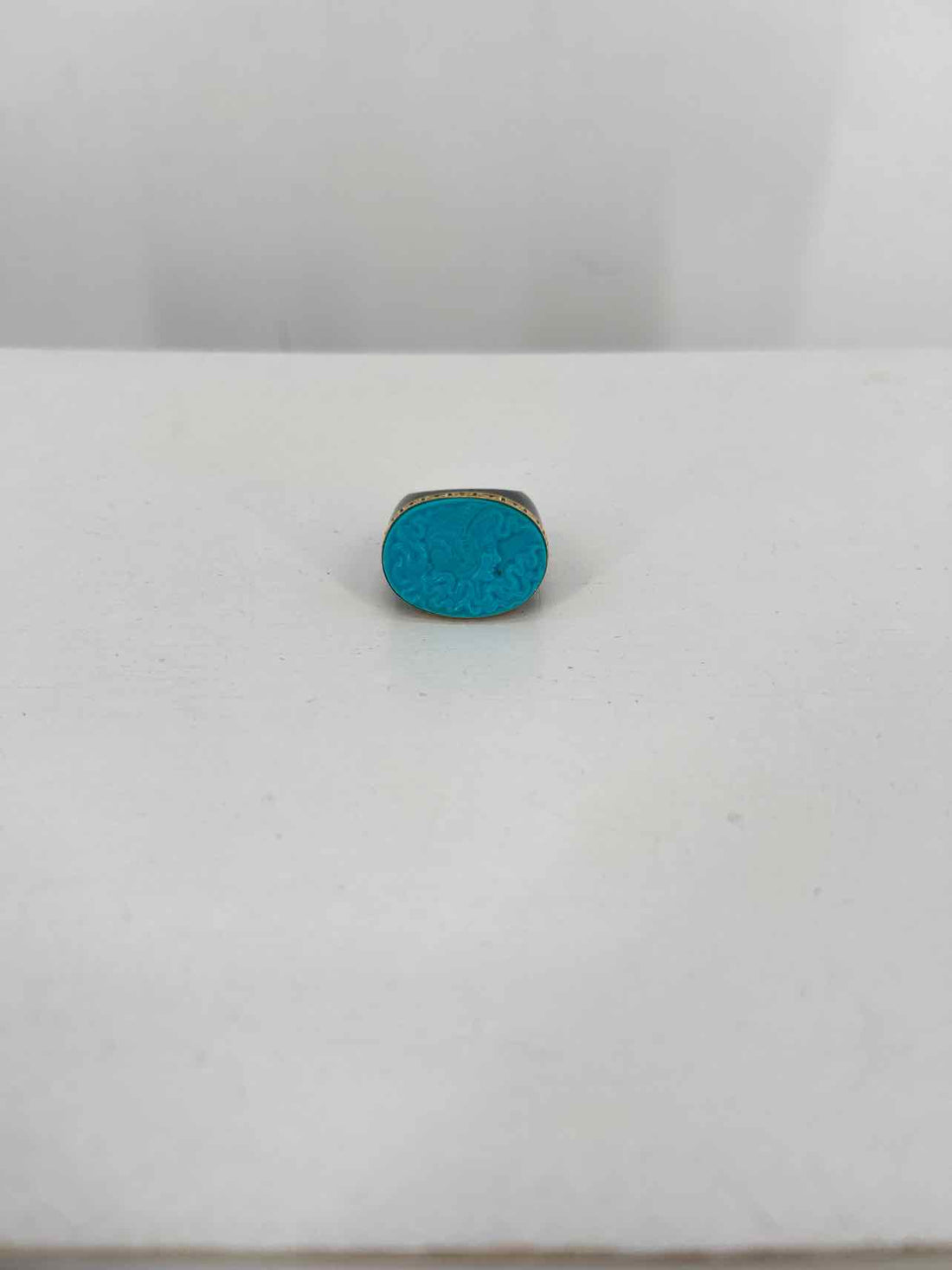Ring Size 7 14K Gold, Marble & Turquoise LUXURY
