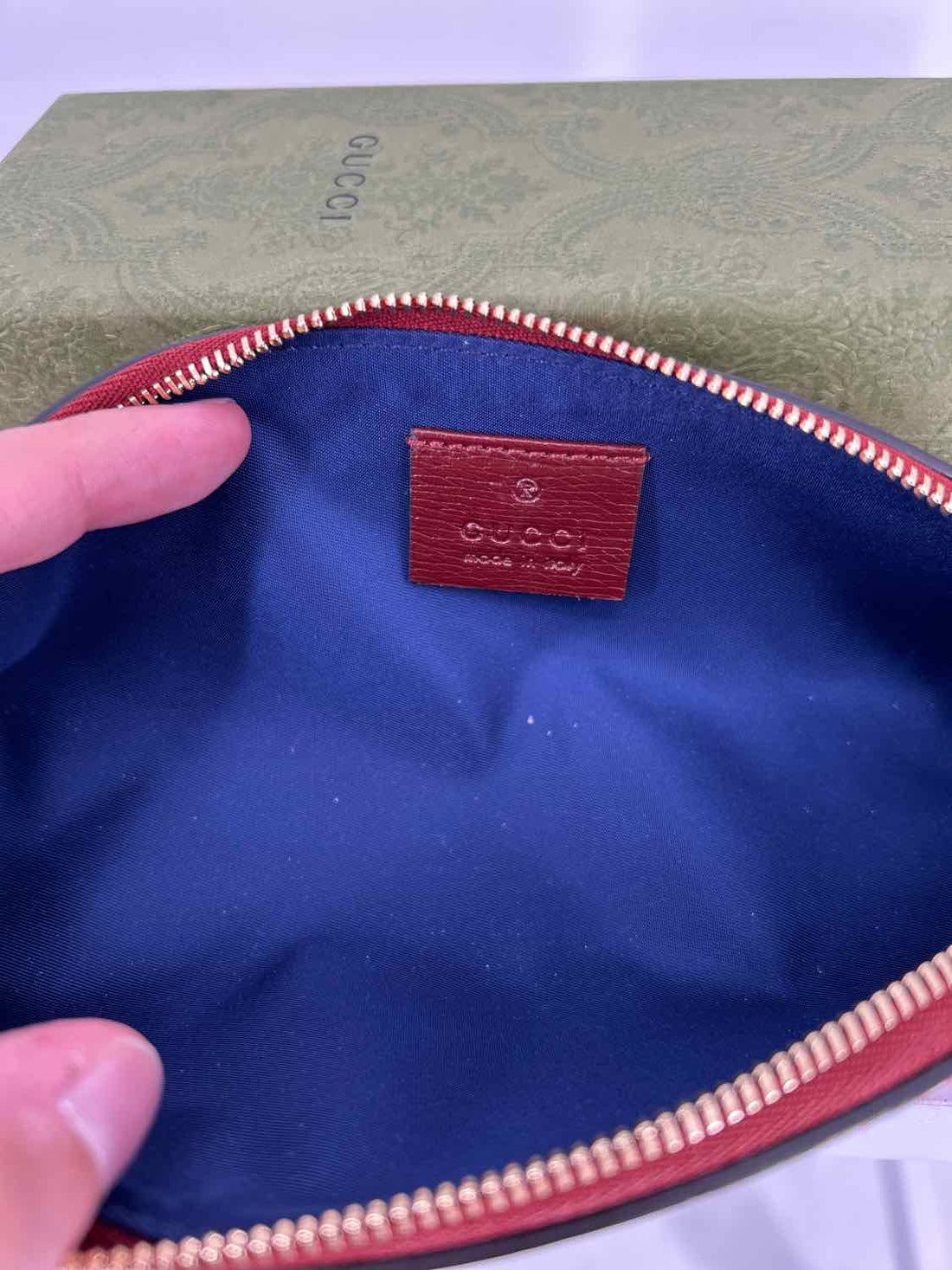 Gucci Pencil Case Leather Red & Blue New In Box LUXURY