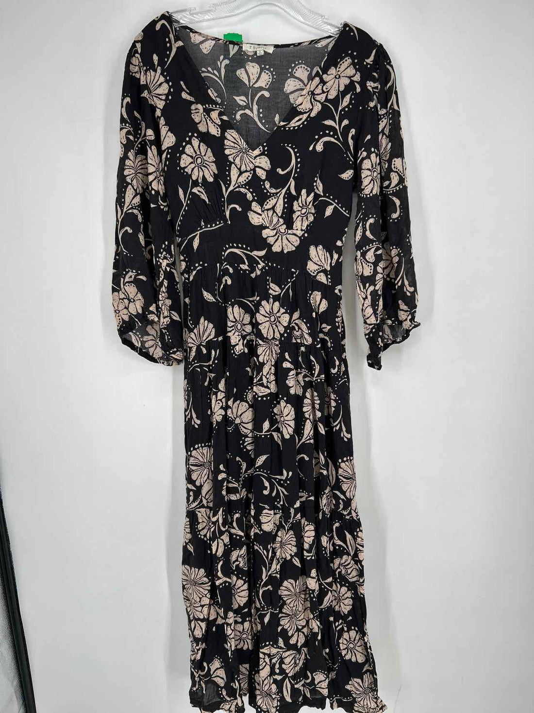 Z Supply Size S Black & Cream Floral Long Sleeve Dress