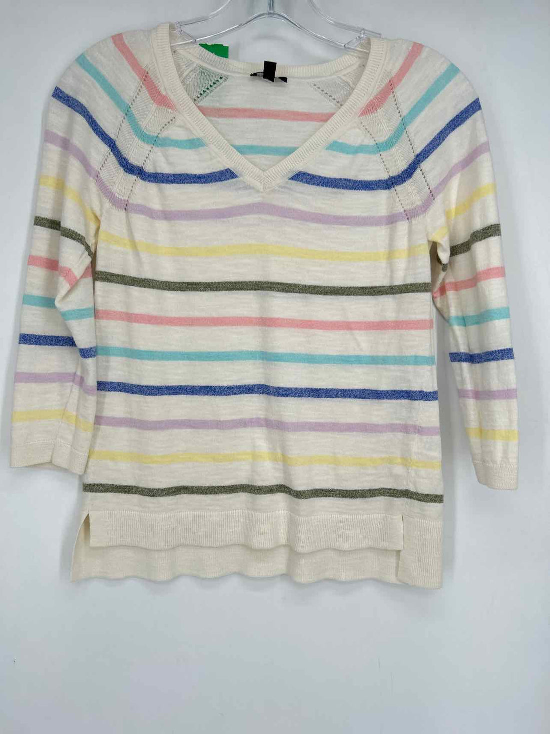 Talbots Size P White Striped Sweater