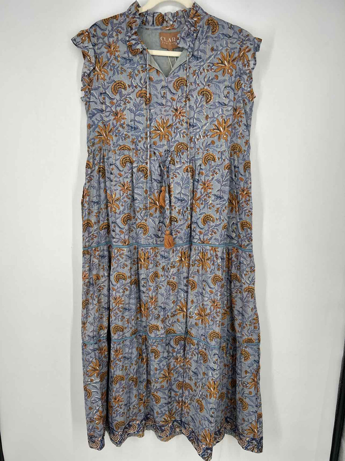 Clara The Label L Blue & Tan Floral New Boutique Dress